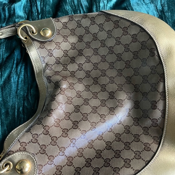 Hobo Crystal Monogram Baboska Gold coated canvas Gucci - Picture 2 of 3